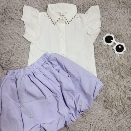 CONJUNTO PARA NIÑA BLUSA BLANCA Y FALDA LILA – ESTILO ELEGANTE Y DELICADO #6
