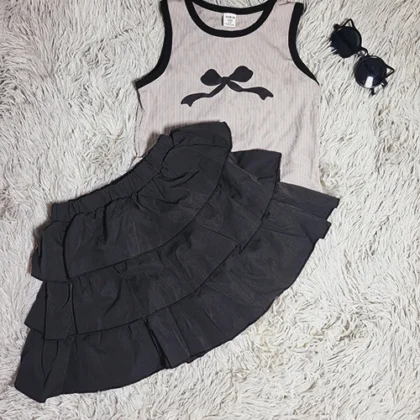 Conjunto falda negra y gris #7