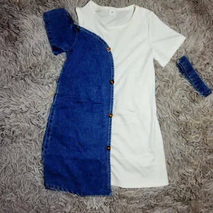 VESTIDO BLANCO Y MITAD AZUL JEANS #6